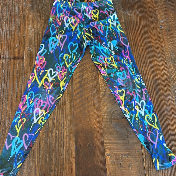 Colorful Heart Print Kids Leggings - Picture 2 of 4
